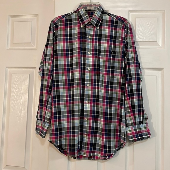 Peter Millar Nanoluxe Shirt Mens‎ PLAID Long Sleeve Cotton Button Down small. - Picture 1 of 5